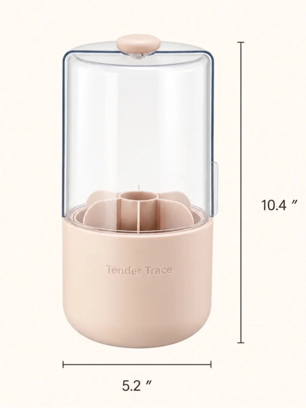 Beige Rotating Makeup Organizer with Clear Dust Cover